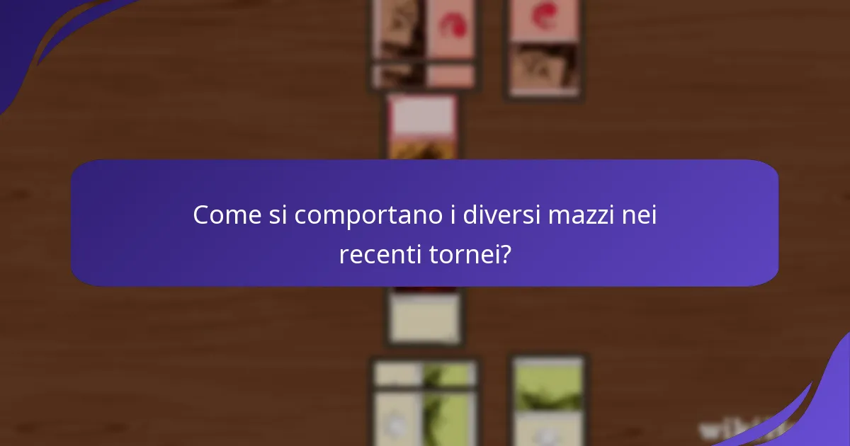 Come si comportano i diversi mazzi nei recenti tornei?