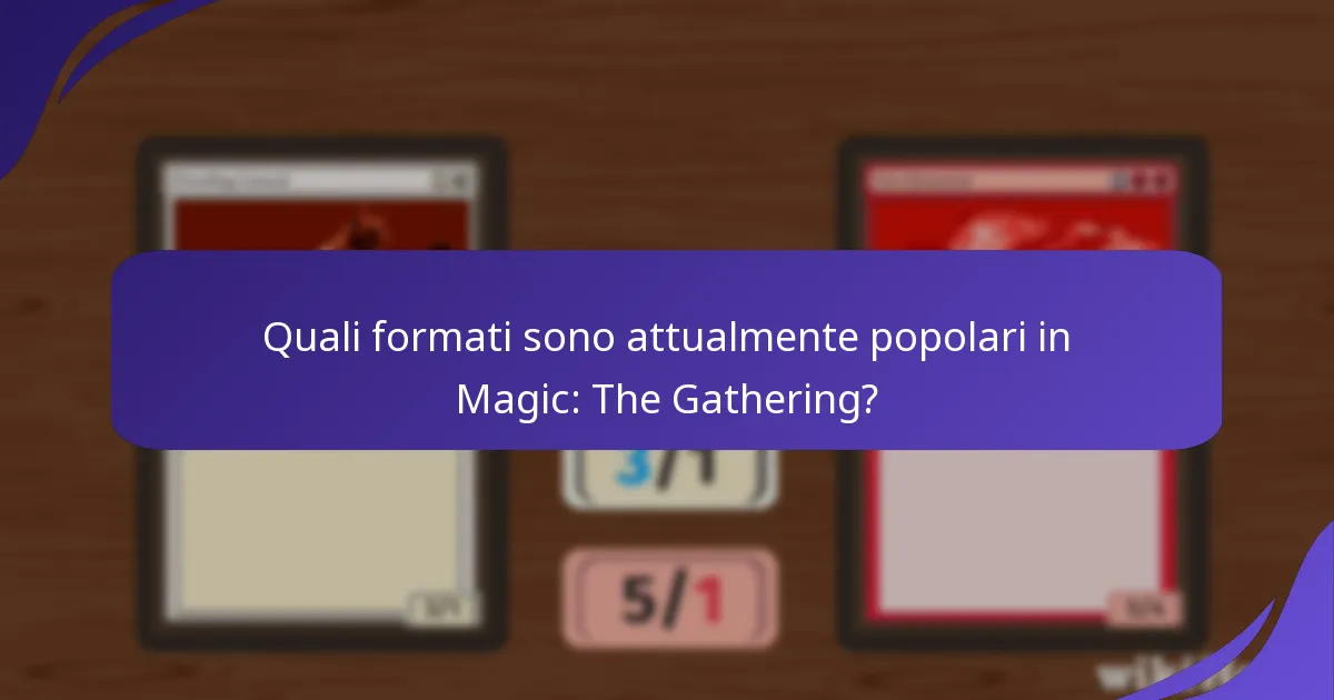 Quali formati sono attualmente popolari in Magic: The Gathering?